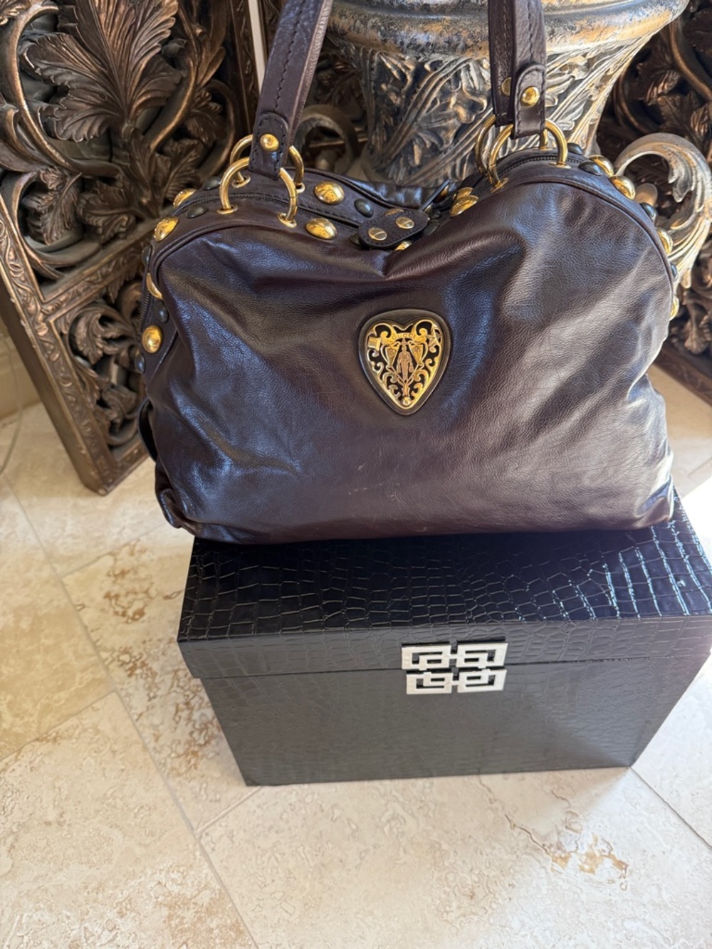 Gucci Brown Logo Jacquard Lining